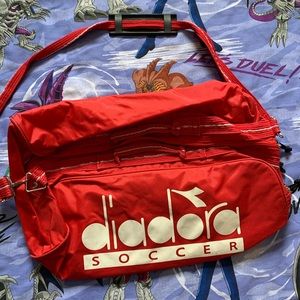 Vintage 90s Diadora Soccer Spell Out Duffel Bag